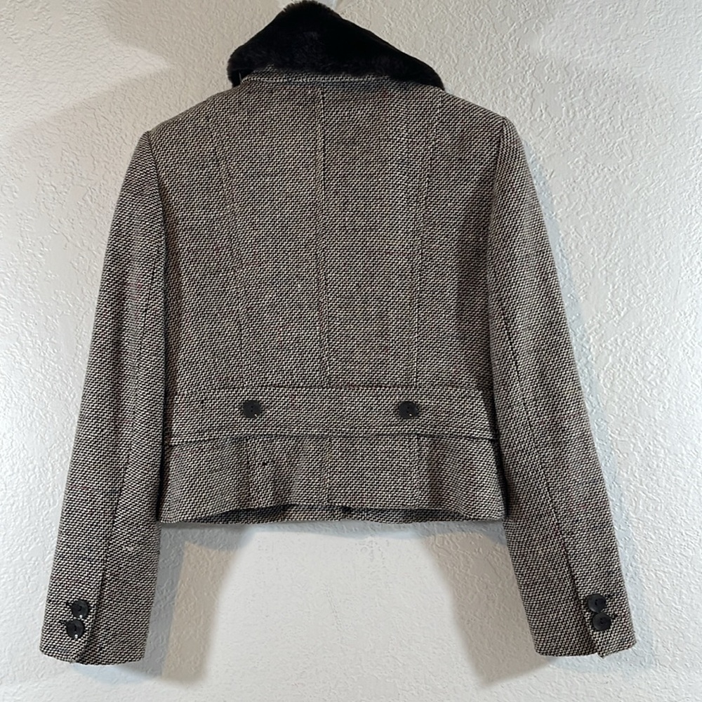 DALIA Tweed Jacket with Removable Faux Fur Collar Wool Blend Size 4P - Picture 3 of 9